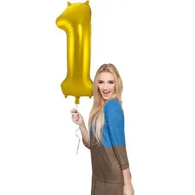 Cijfer Ballon 1 - Goud - 86 cm - Ballonnenshop.nl