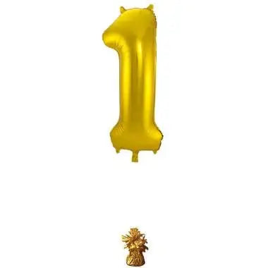Cijfer Ballon 1 - Goud - 86 cm - Ballonnenshop.nl