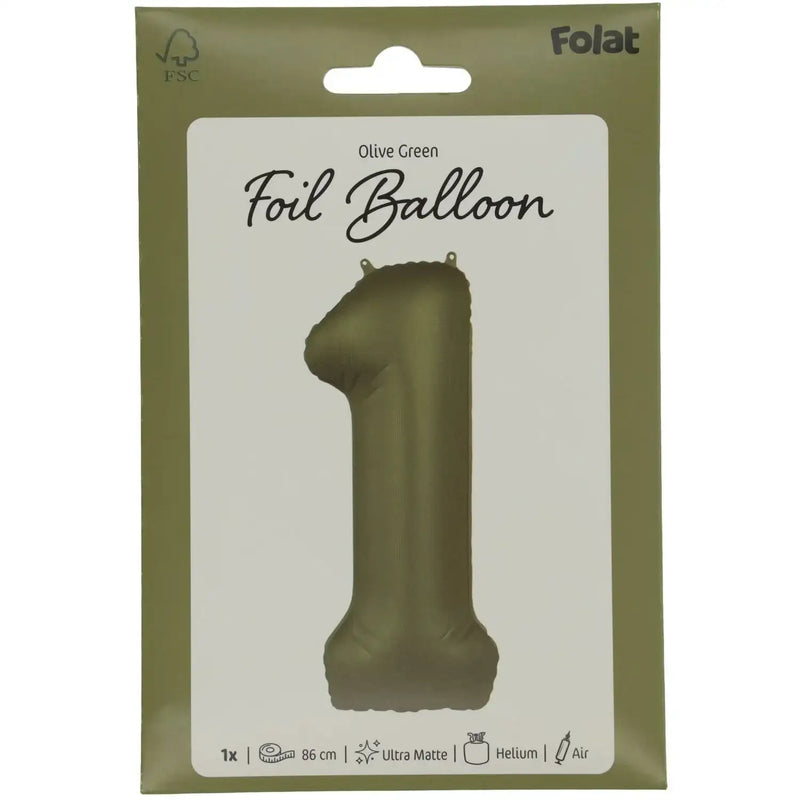 Cijfer Ballon 1 - Groen - 86 cm - Ballonnenshop.nl