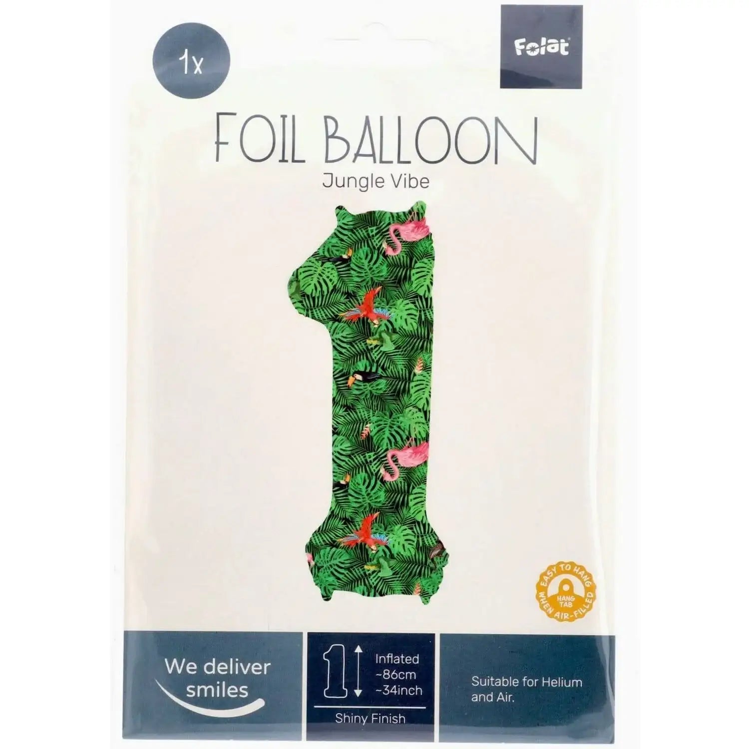Cijfer Ballon 1 - Jungle - 86 cm - Ballonnenshop.nl