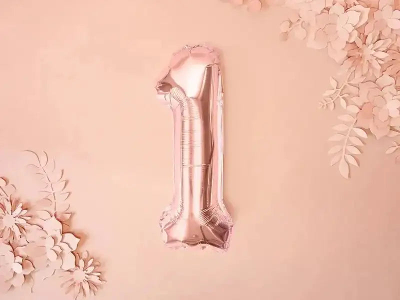 Cijfer Ballon 1 Rose Goud 35 cm - Ballonnenshop.nl