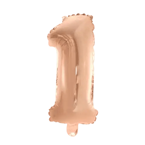 Cijfer Ballon 1 Rose Goud - 41 cm - Ballonnenshop.nl