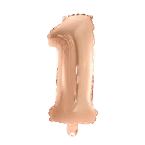 Cijfer Ballon 1 - Rose Goud - 41 cm - Ballonnenshop.nl