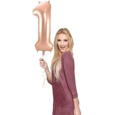 Cijfer Ballon 1 - Rose Goud - 86 cm - Ballonnenshop.nl
