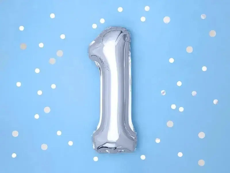 Cijfer Ballon 1 Zilver 35 cm - Ballonnenshop.nl