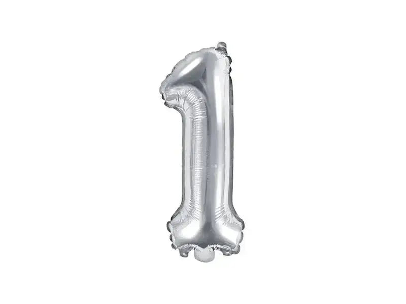 Cijfer Ballon 1 Zilver 35 cm - Ballonnenshop.nl