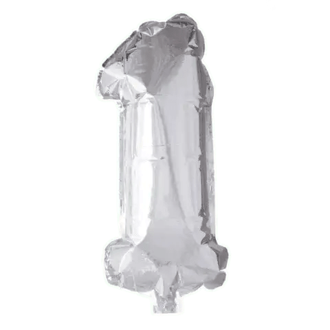 Cijfer Ballon 1 Zilver - 41 cm - Ballonnenshop.nl