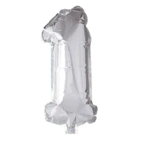 Cijfer Ballon 1 - Zilver - 41 cm - Ballonnenshop.nl