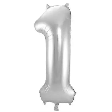 Cijfer Ballon 1 - Zilver - 86 cm - Ballonnenshop.nl
