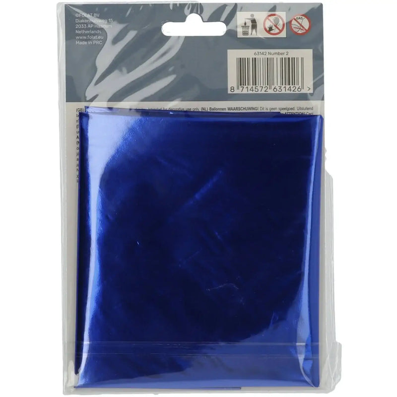 Cijfer Ballon 2 - Blauw - 86 cm - Ballonnenshop.nl