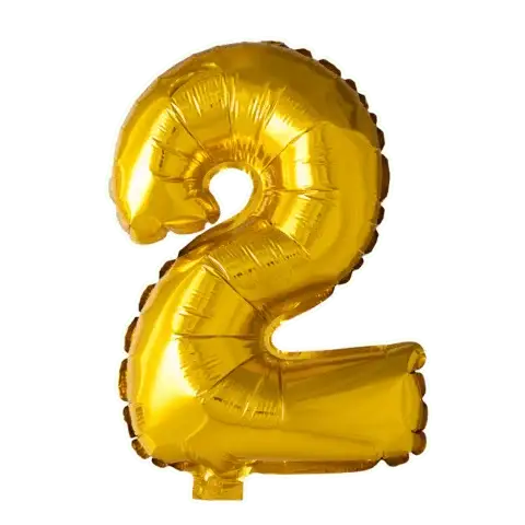 Cijfer Ballon 2 Goud 102 cm - Ballonnenshop.nl