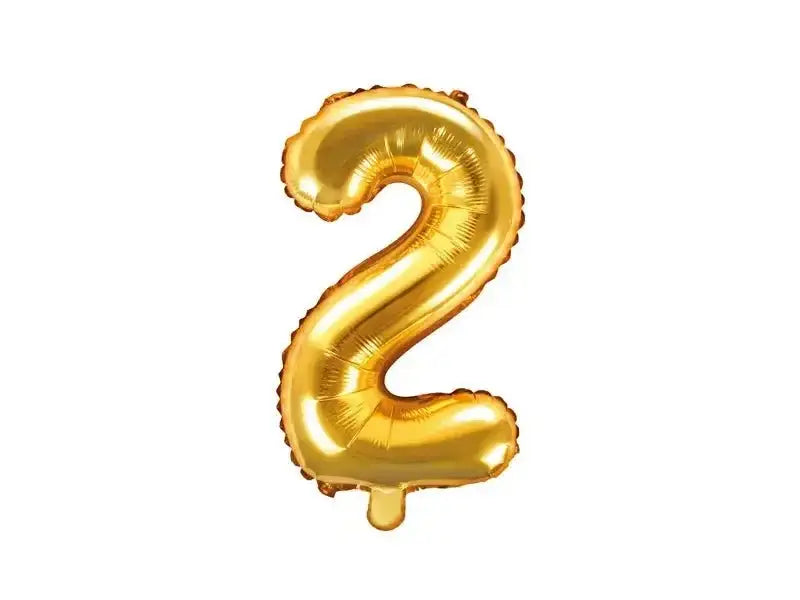Cijfer Ballon 2 Goud 35 cm - Ballonnenshop.nl