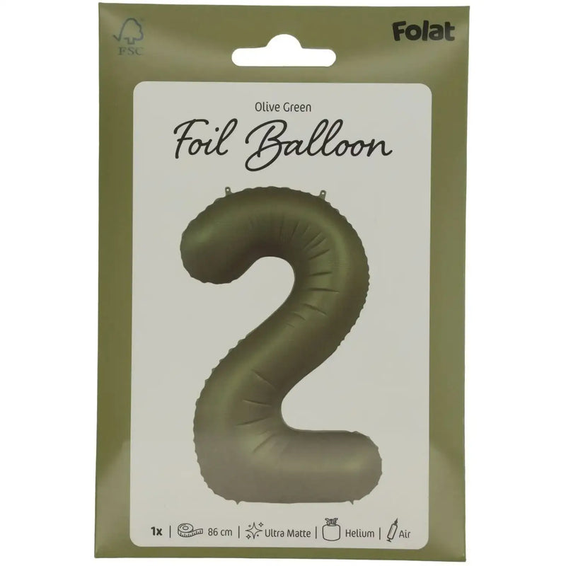 Cijfer Ballon 2 - Groen - 86 cm - Ballonnenshop.nl