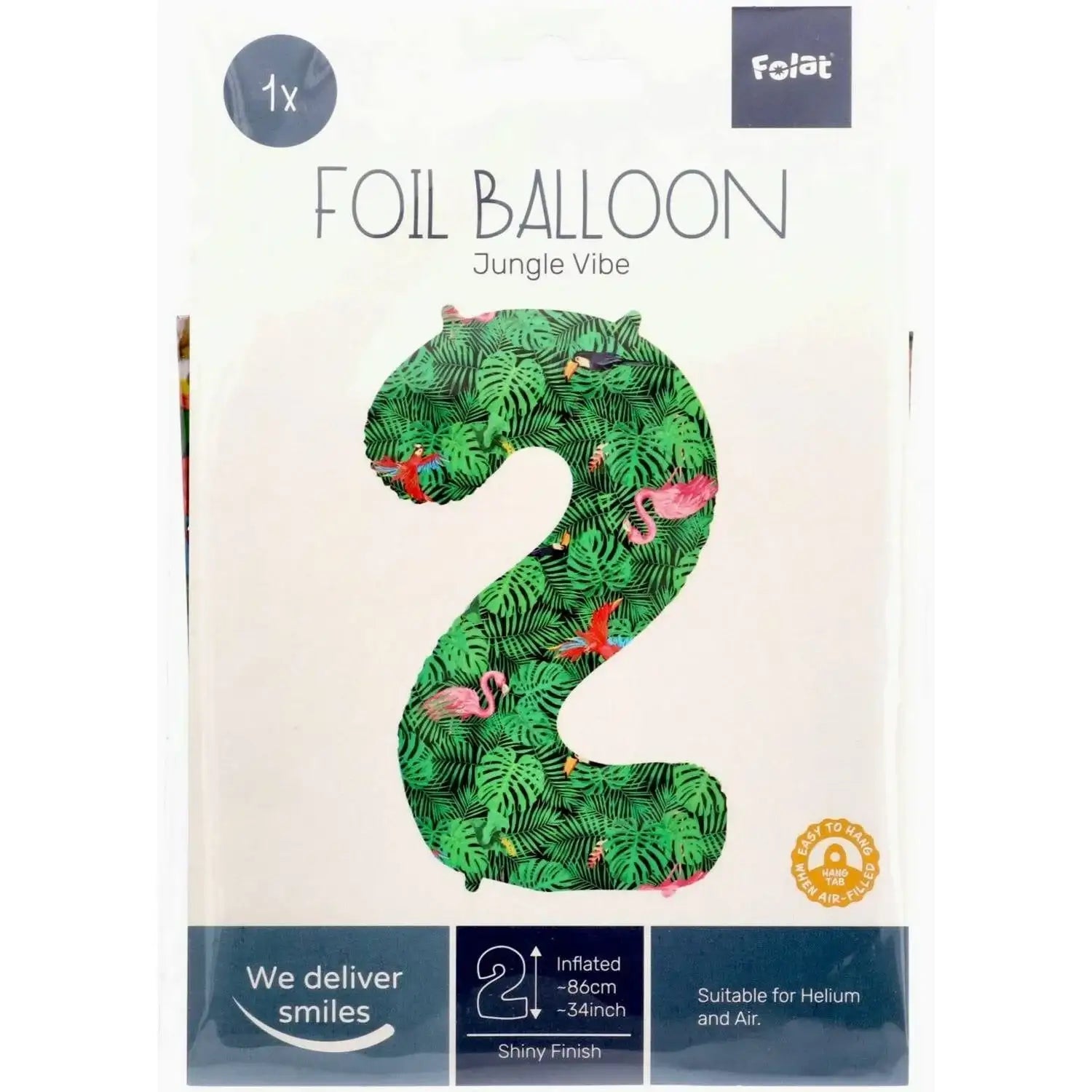 Cijfer Ballon 2 - Jungle - 86 cm - Ballonnenshop.nl
