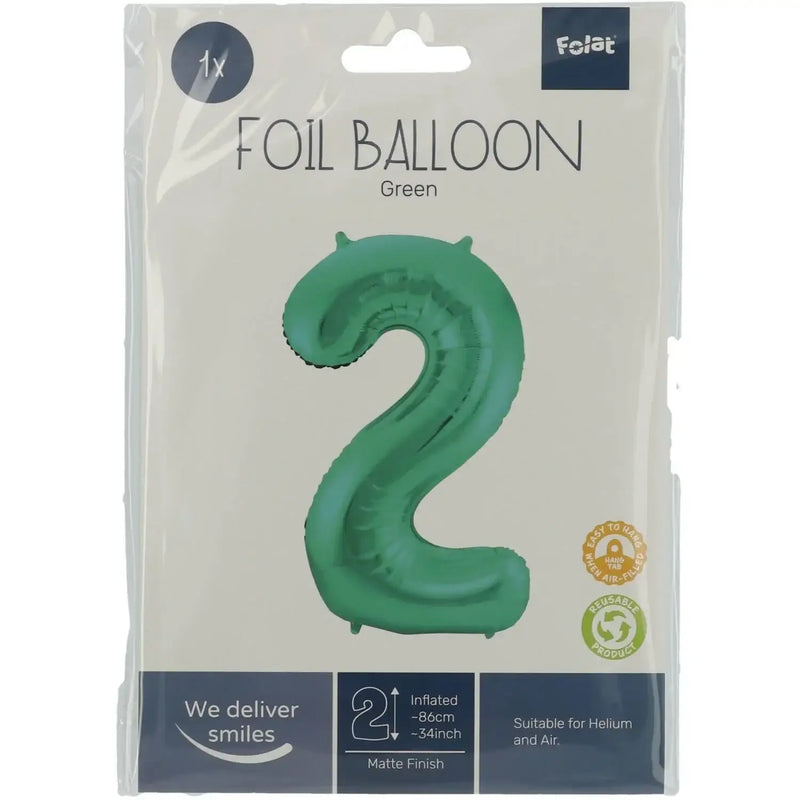 Cijfer Ballon 2 - Licht Groen - 86 cm - Ballonnenshop.nl