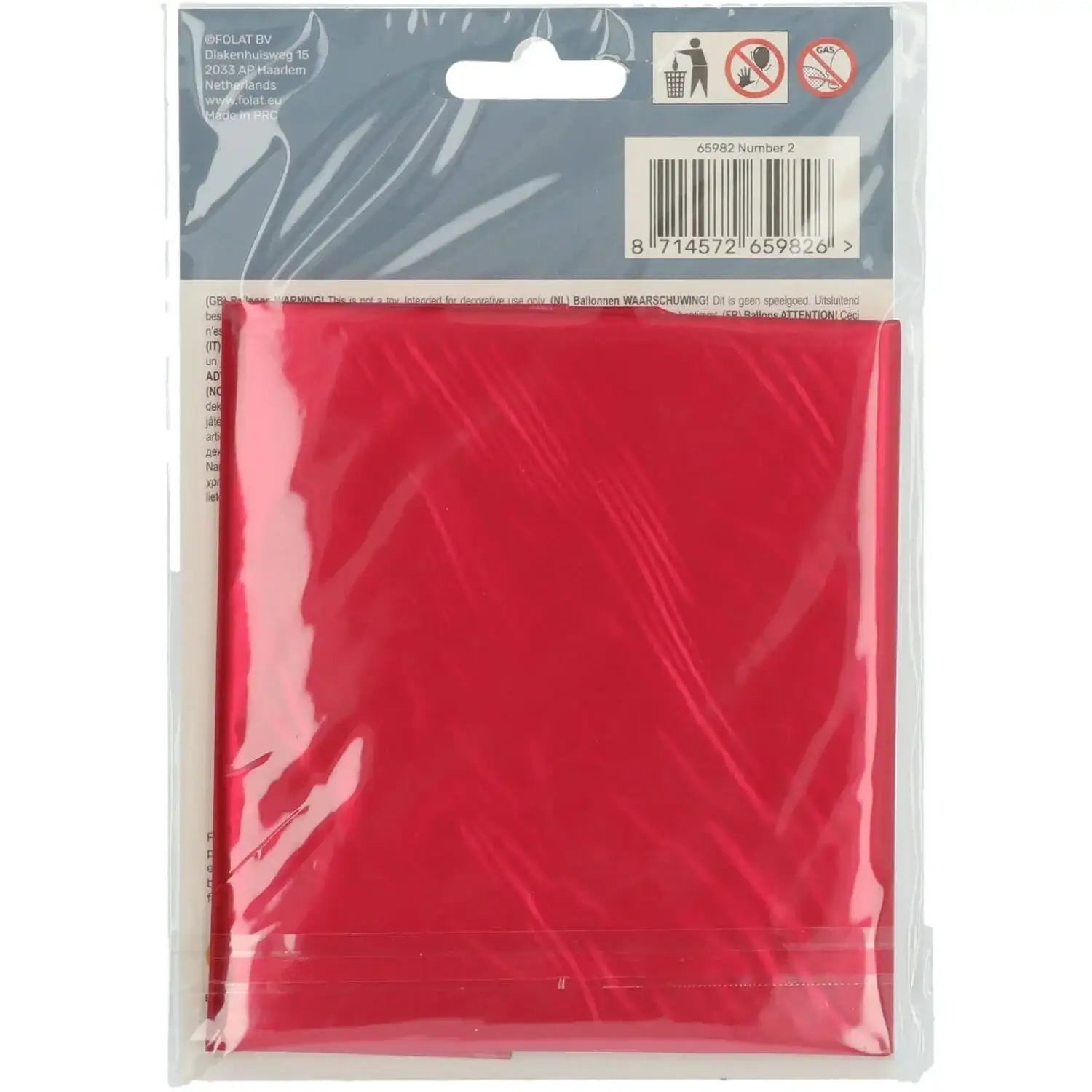 Cijfer Ballon 2 - Rood - 86 cm - Ballonnenshop.nl