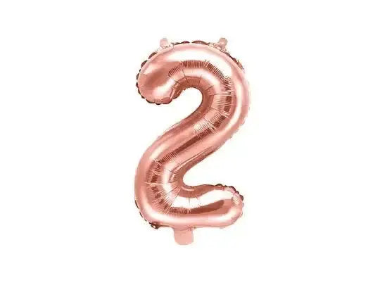 Cijfer Ballon 2 Rose Goud 35 cm - Ballonnenshop.nl