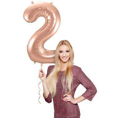 Cijfer Ballon 2 - Rose Goud - 86 cm - Ballonnenshop.nl