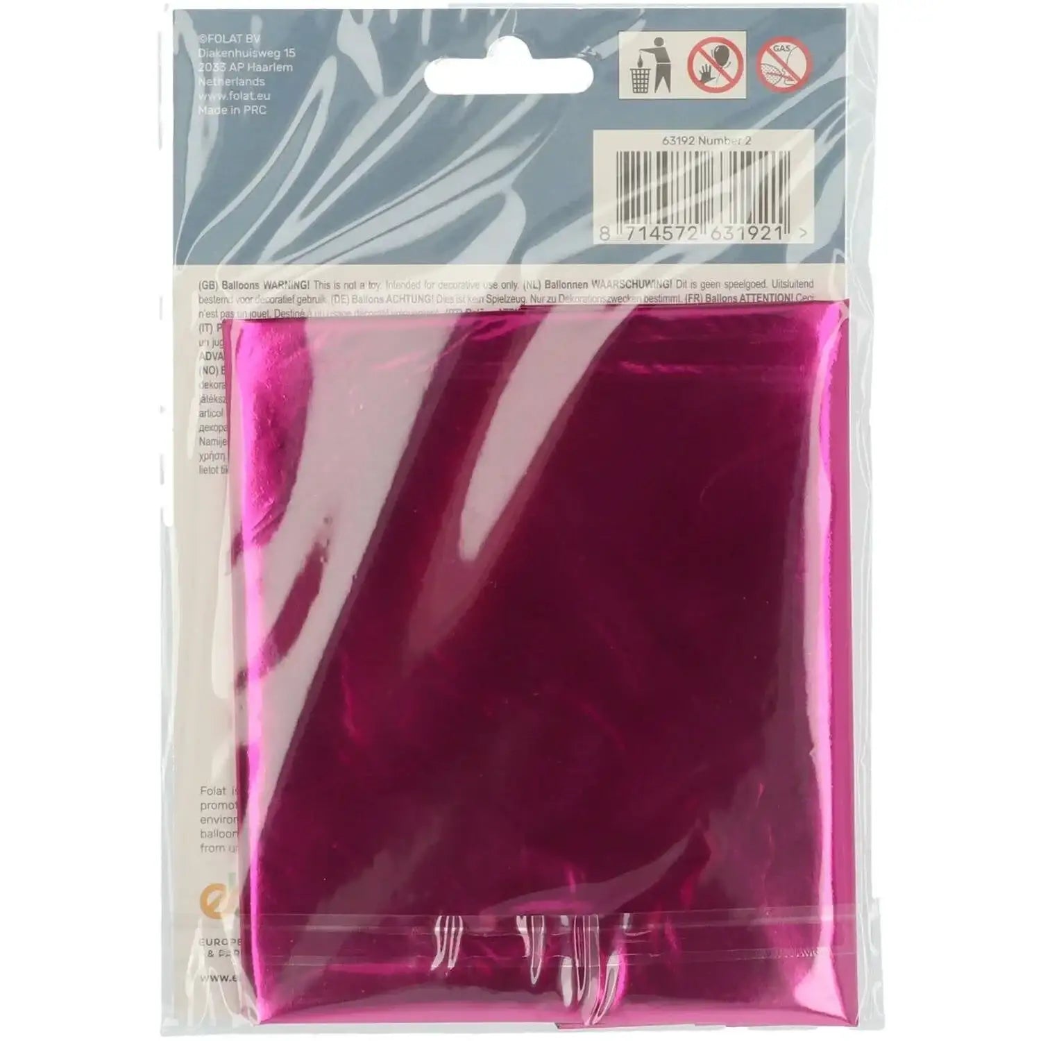 Cijfer Ballon 2 - Roze - 86 cm - Ballonnenshop.nl