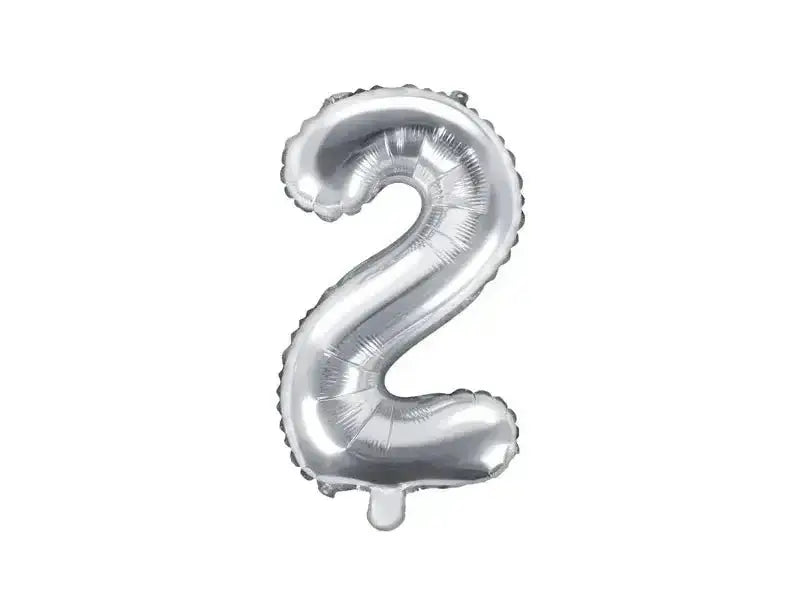 Cijfer Ballon 2 Zilver 35 cm - Ballonnenshop.nl