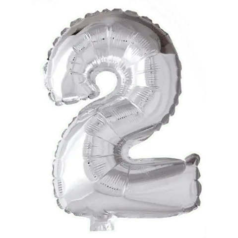 Cijfer Ballon 2 - Zilver - 41 cm - Ballonnenshop.nl