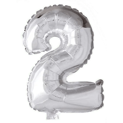 Cijfer Ballon 2 Zilver - 41 cm - Ballonnenshop.nl