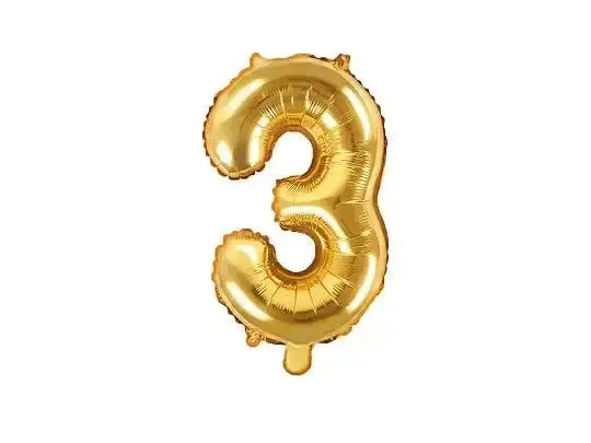 Cijfer Ballon 3 Goud 35 cm - Ballonnenshop.nl