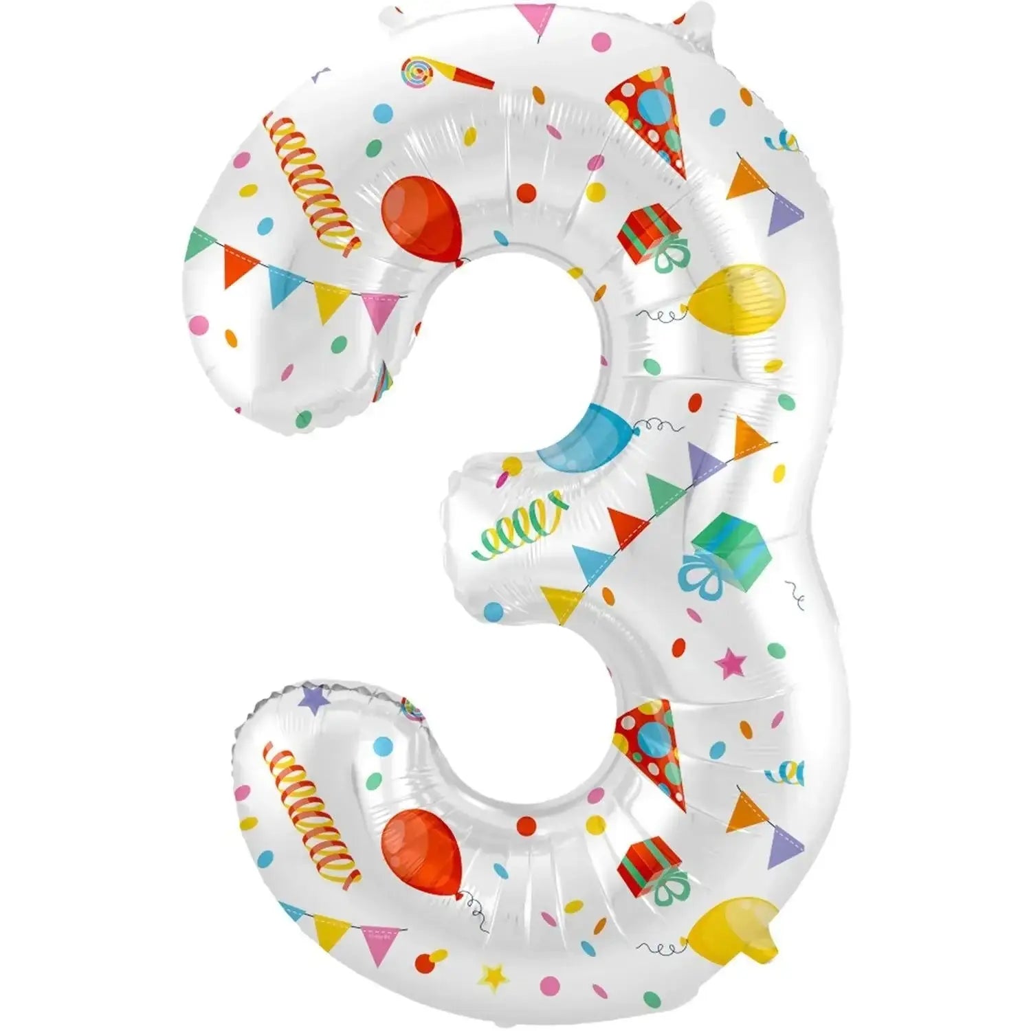 Cijfer Ballon 3 - Joyful Party - 86 cm - Ballonnenshop.nl