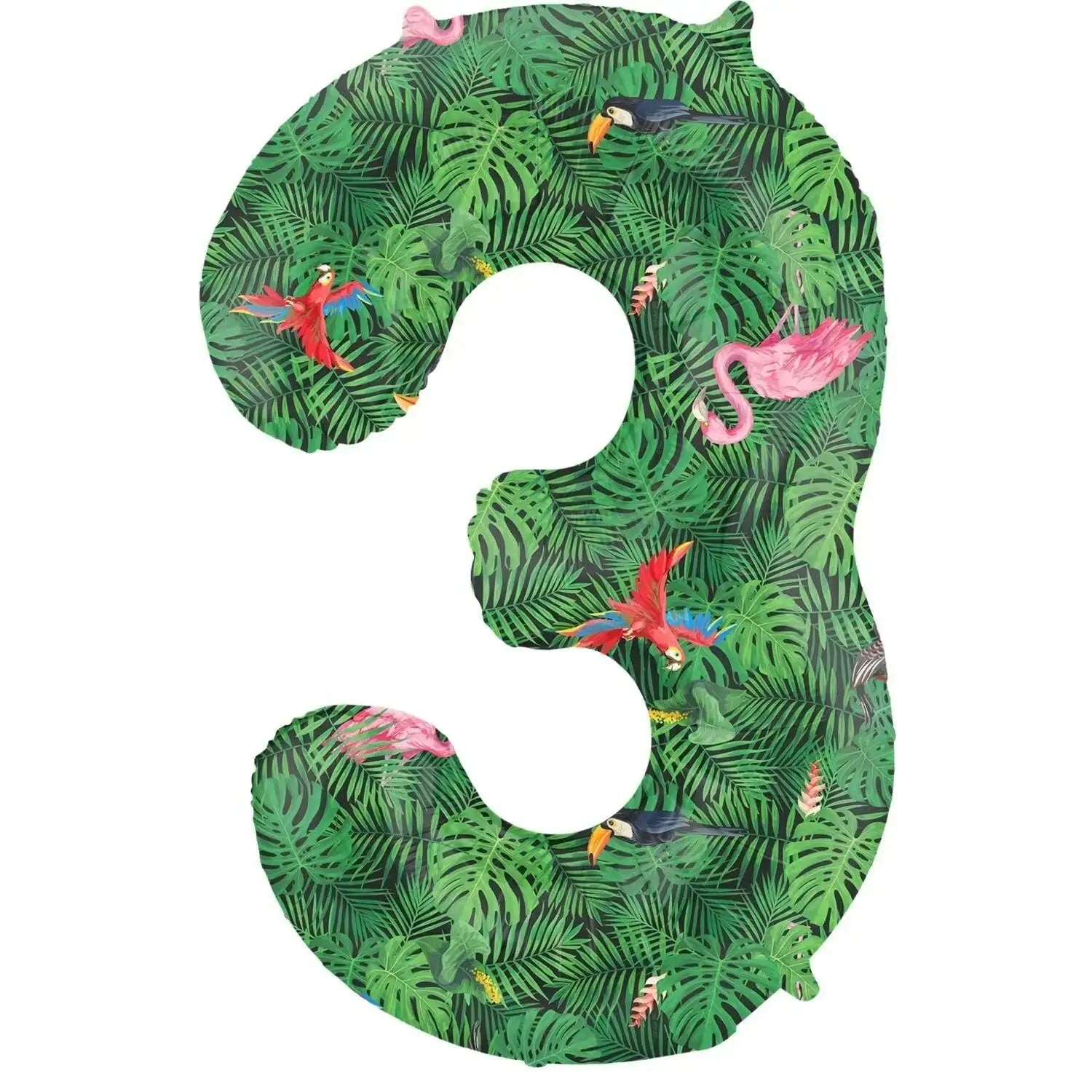Cijfer Ballon 3 - Jungle - 86 cm - Ballonnenshop.nl