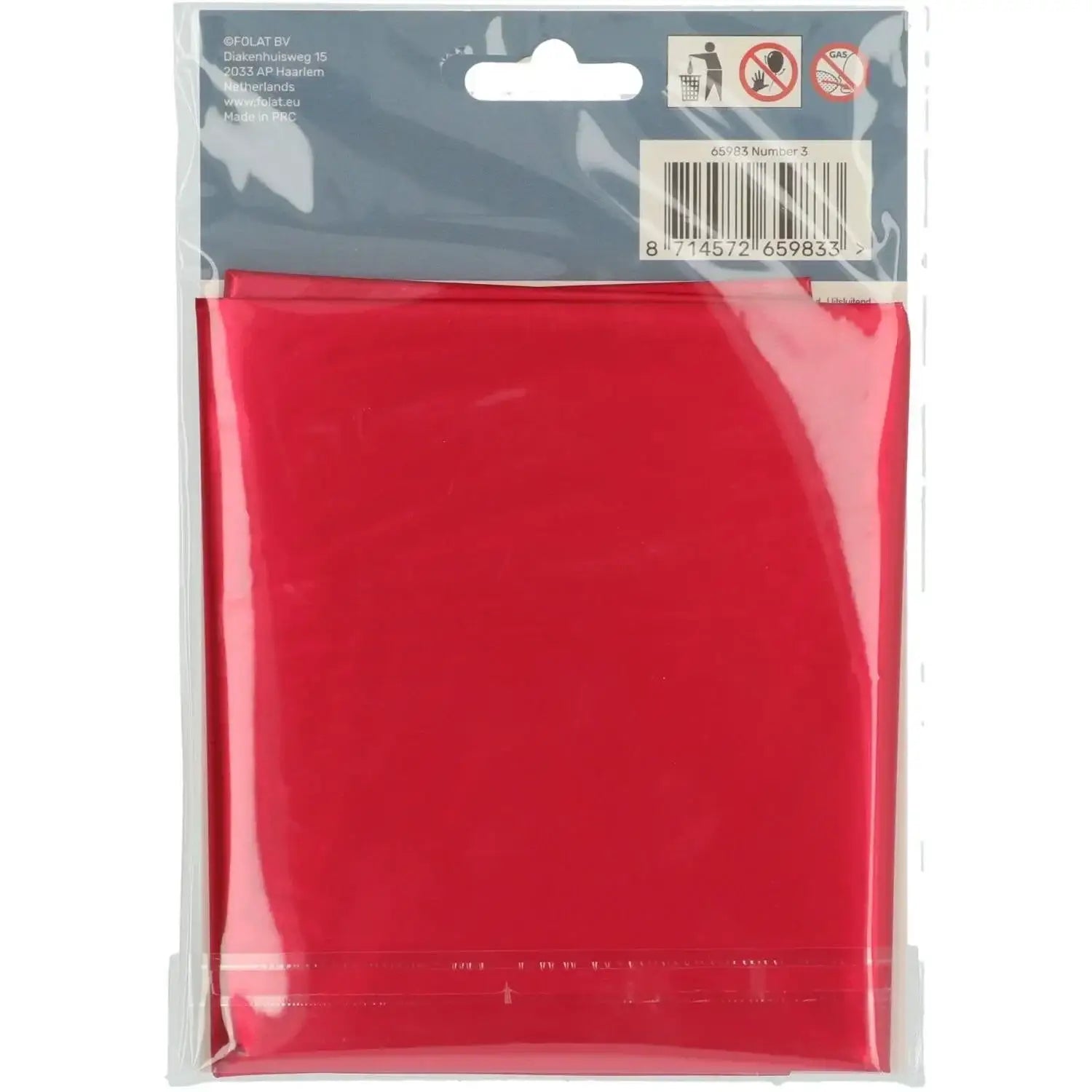 Cijfer Ballon 3 - Rood - 86 cm - Ballonnenshop.nl
