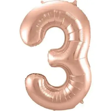 Cijfer Ballon 3 - Rose Goud - 86 cm - Ballonnenshop.nl
