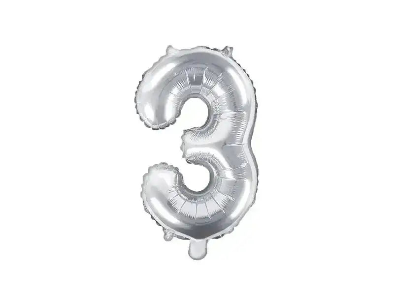 Cijfer Ballon 3 Zilver 35 cm - Ballonnenshop.nl