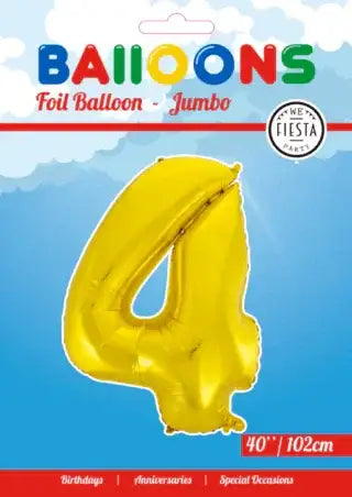 Cijfer Ballon 4 Goud 102 cm - Ballonnenshop.nl
