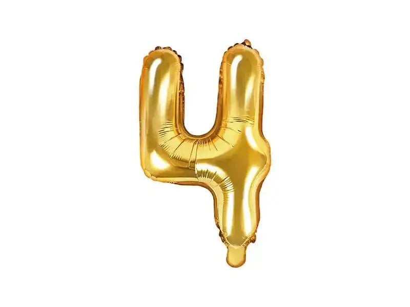Cijfer Ballon 4 Goud 35 cm - Ballonnenshop.nl