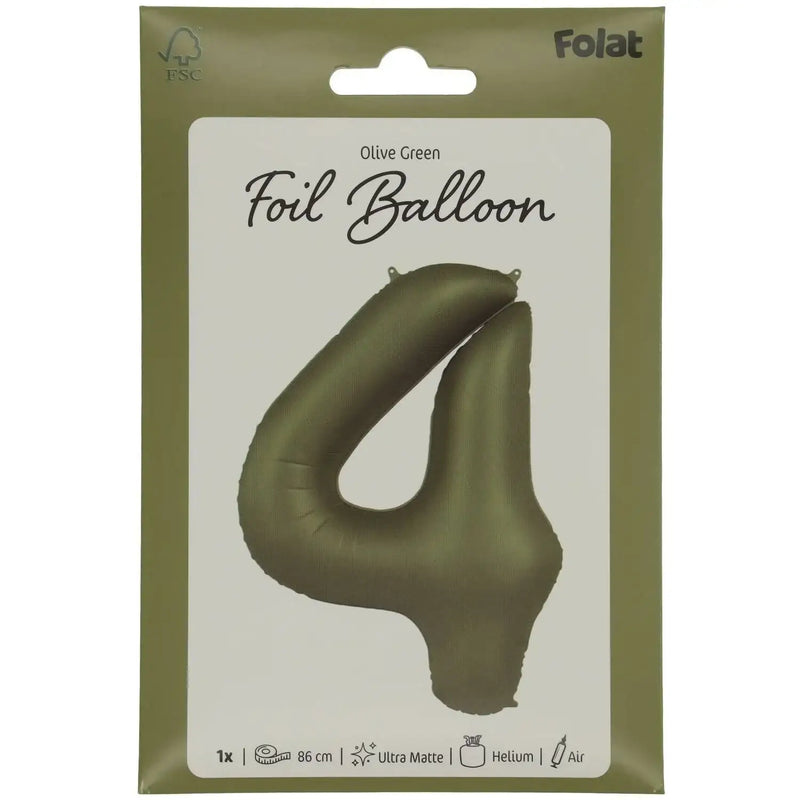 Cijfer Ballon 4 - Groen - 86 cm - Ballonnenshop.nl