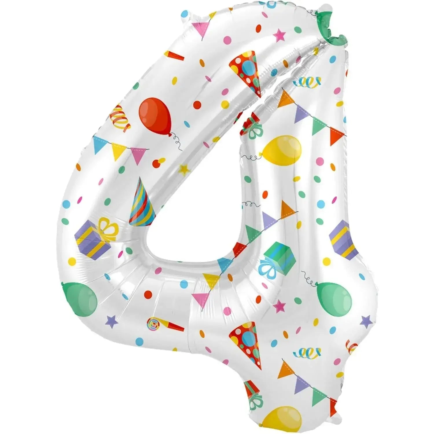 Cijfer Ballon 4 - Joyful Party - 86 cm - Ballonnenshop.nl