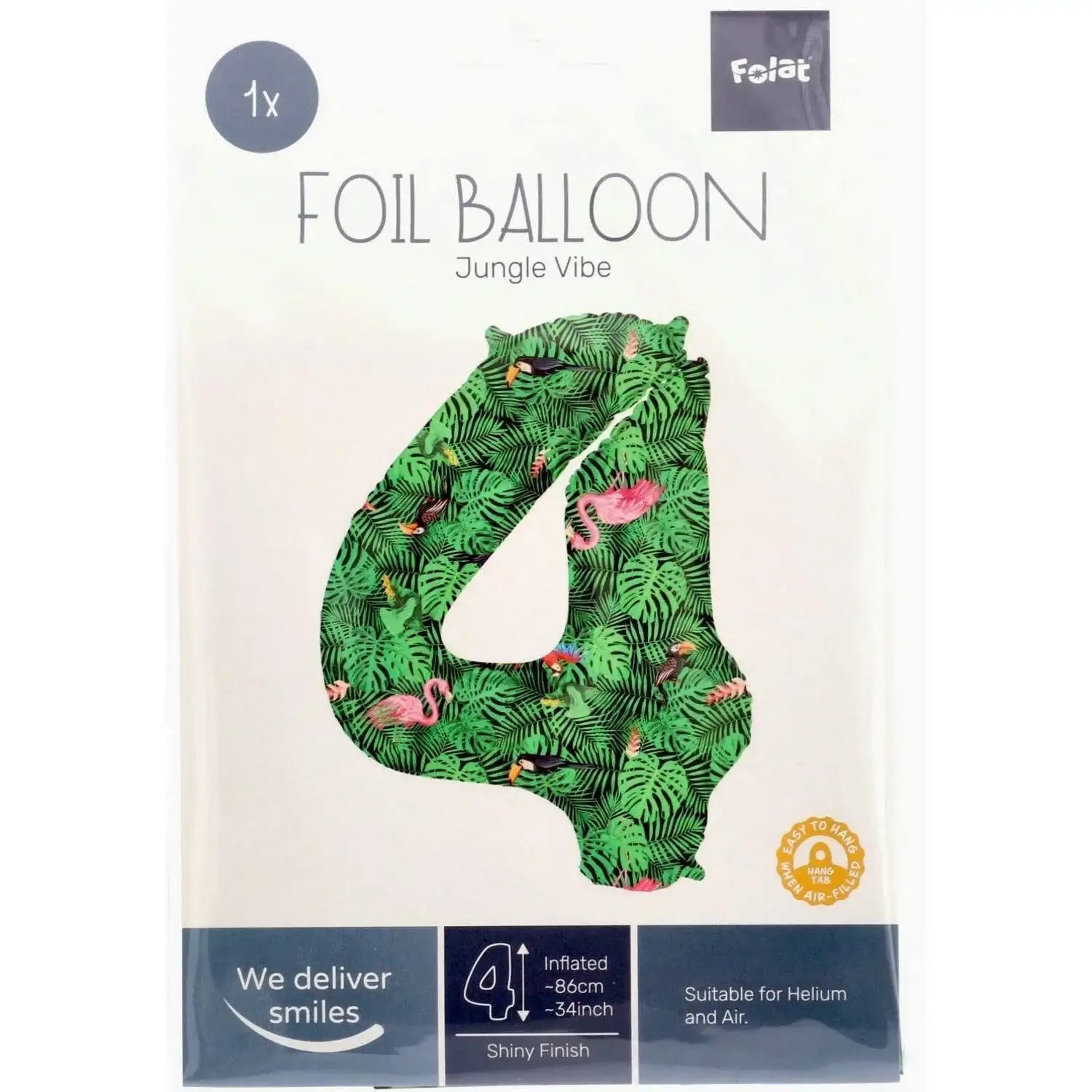Cijfer Ballon 4 - Jungle - 86 cm - Ballonnenshop.nl