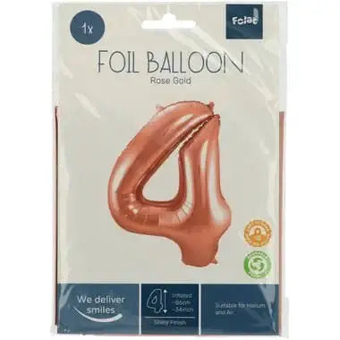 Cijfer Ballon 4 - Rose Goud - 86 cm - Ballonnenshop.nl