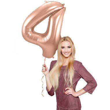 Cijfer Ballon 4 - Rose Goud - 86 cm - Ballonnenshop.nl