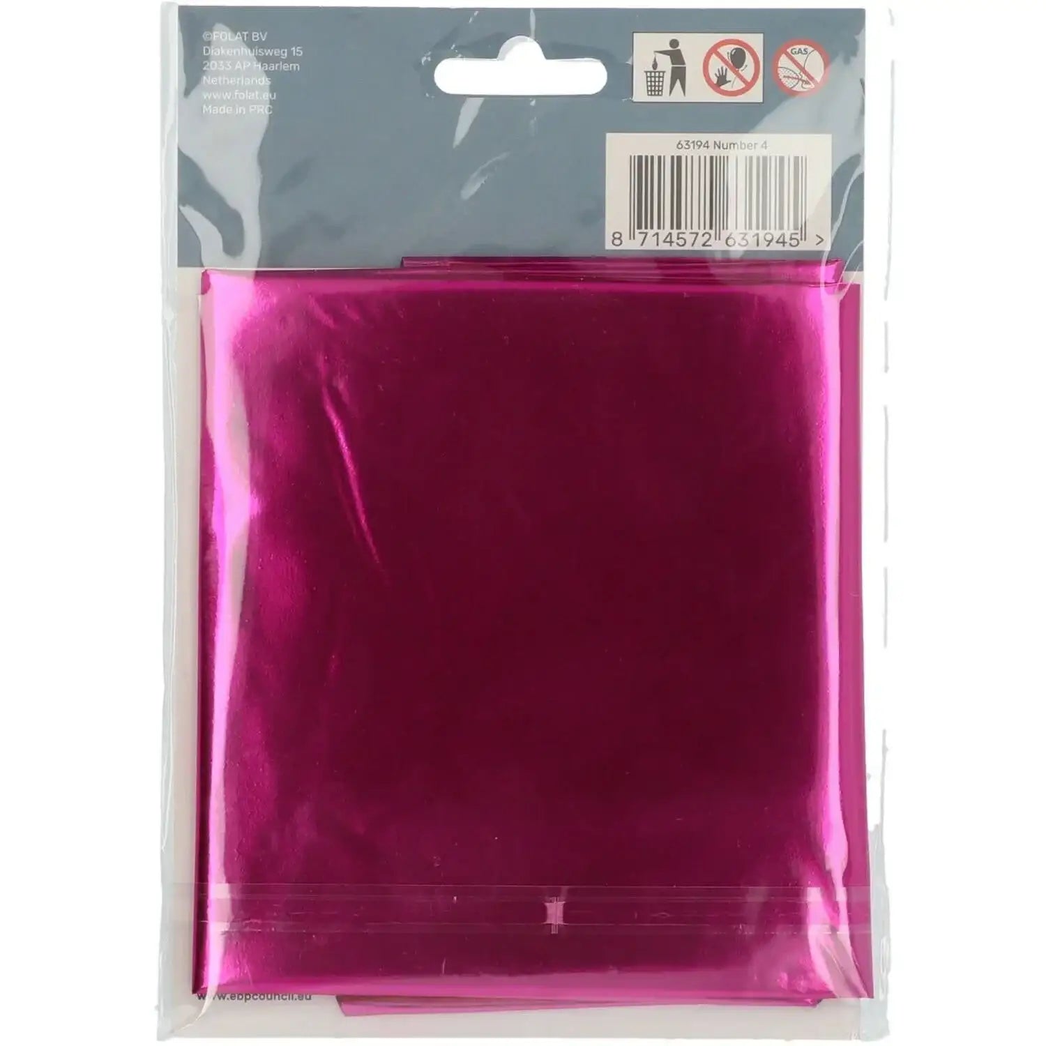 Cijfer Ballon 4 - Roze - 86 cm - Ballonnenshop.nl