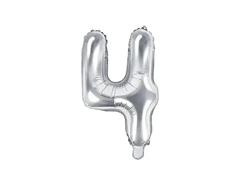 Cijfer Ballon 4 Zilver 35 cm - Ballonnenshop.nl