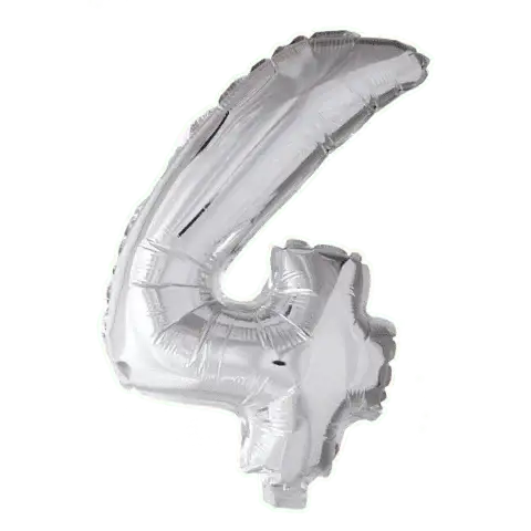 Cijfer Ballon 4 - Zilver - 41 cm - Ballonnenshop.nl