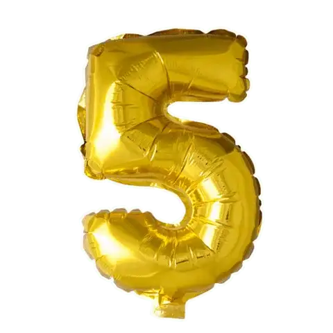 Cijfer Ballon 5 Goud 102 cm - Ballonnenshop.nl