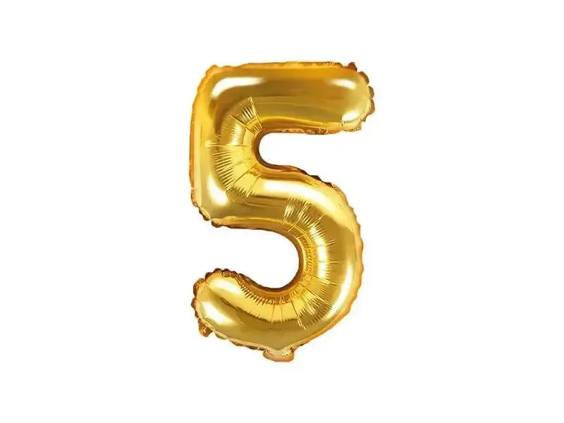 Cijfer Ballon 5 Goud 35 cm - Ballonnenshop.nl