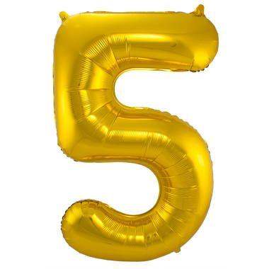 Cijfer Ballon 5 - Goud - 86 cm - Ballonnenshop.nl