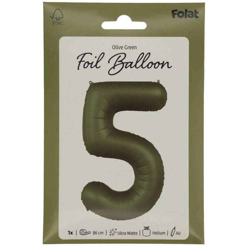 Cijfer Ballon 5 - Groen - 86 cm - Ballonnenshop.nl