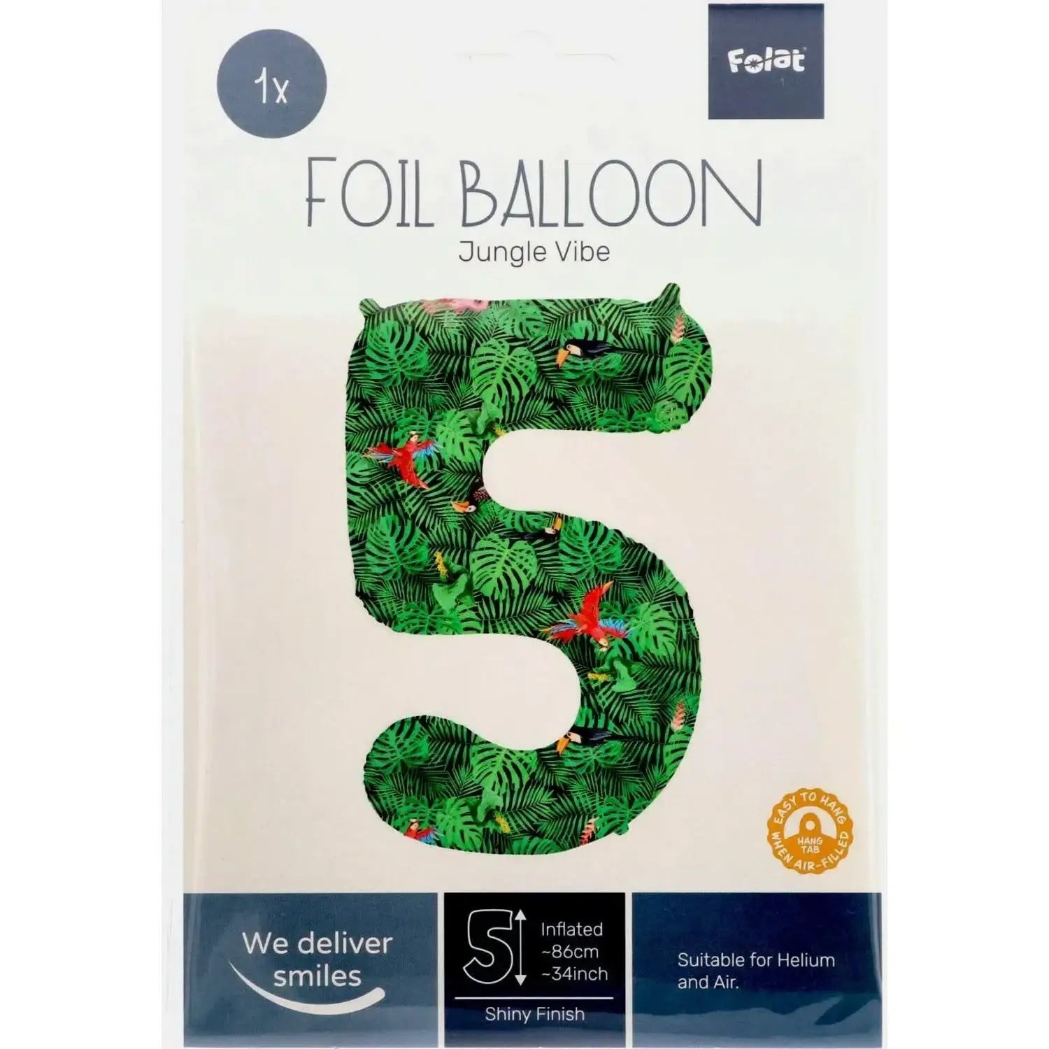 Cijfer Ballon 5 - Jungle - 86 cm - Ballonnenshop.nl