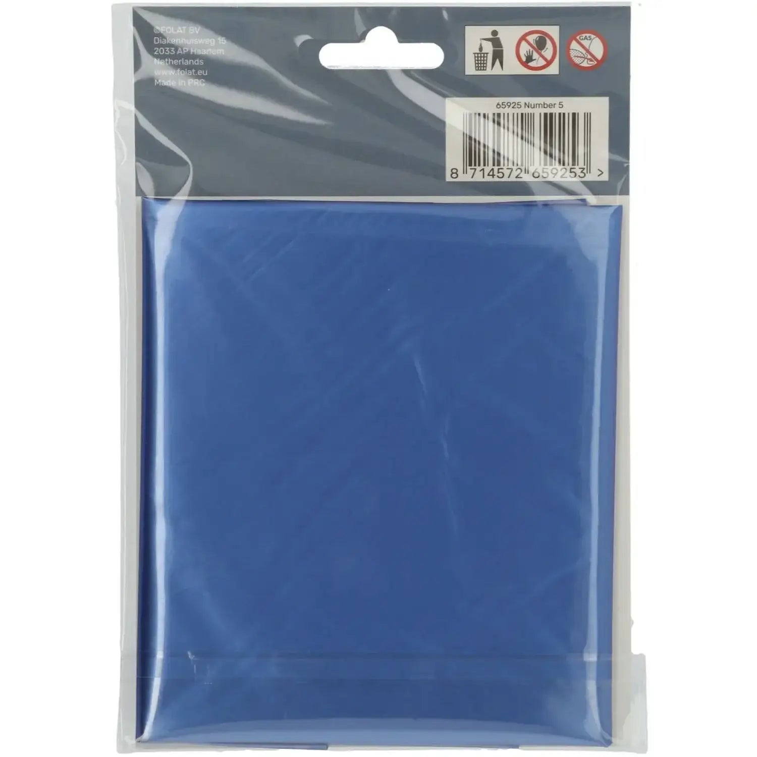 Cijfer Ballon 5 - Mat Blauw - 86 cm - Ballonnenshop.nl