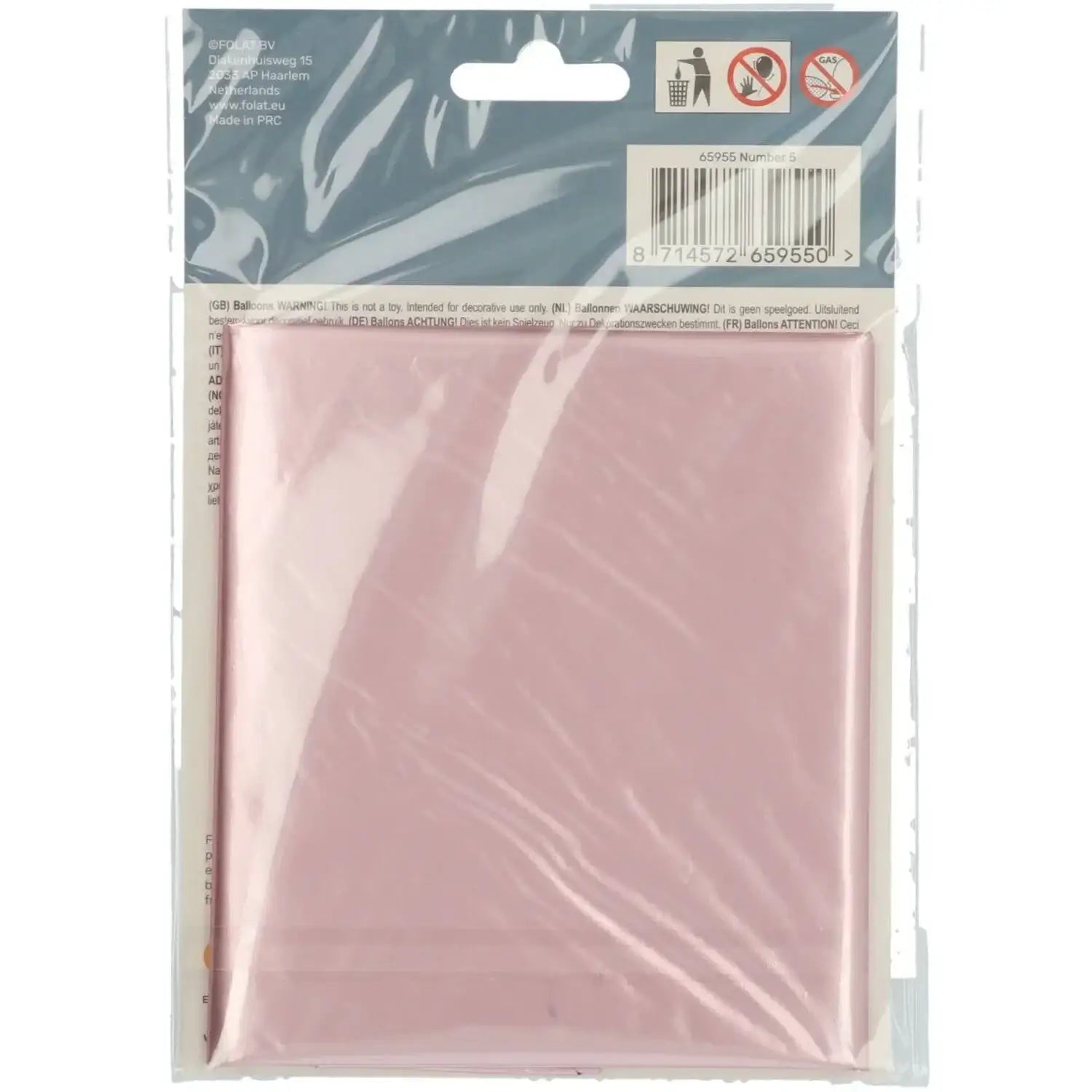Cijfer Ballon 5 - Pastel Roze - 86 cm - Ballonnenshop.nl