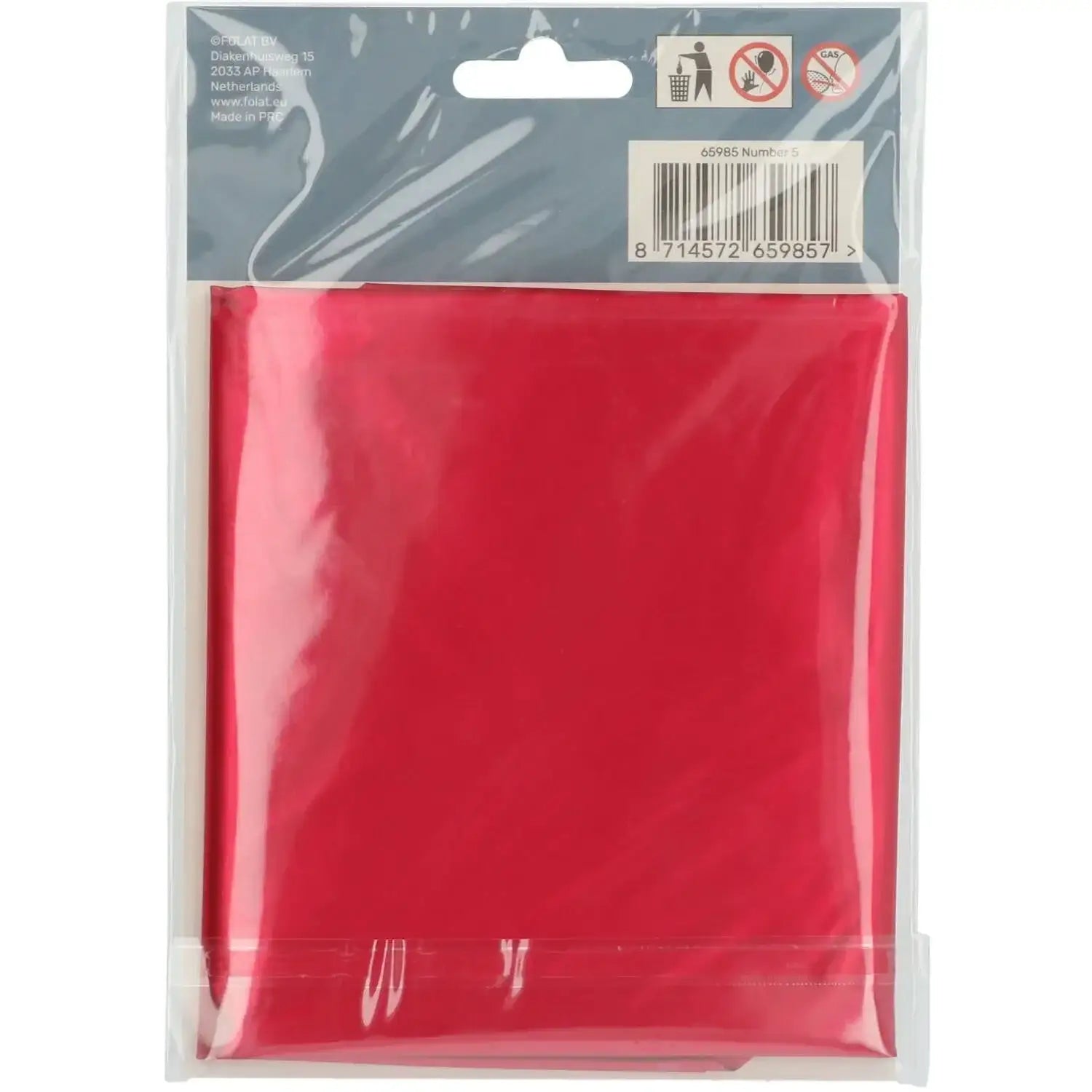 Cijfer Ballon 5 - Rood - 86 cm - Ballonnenshop.nl